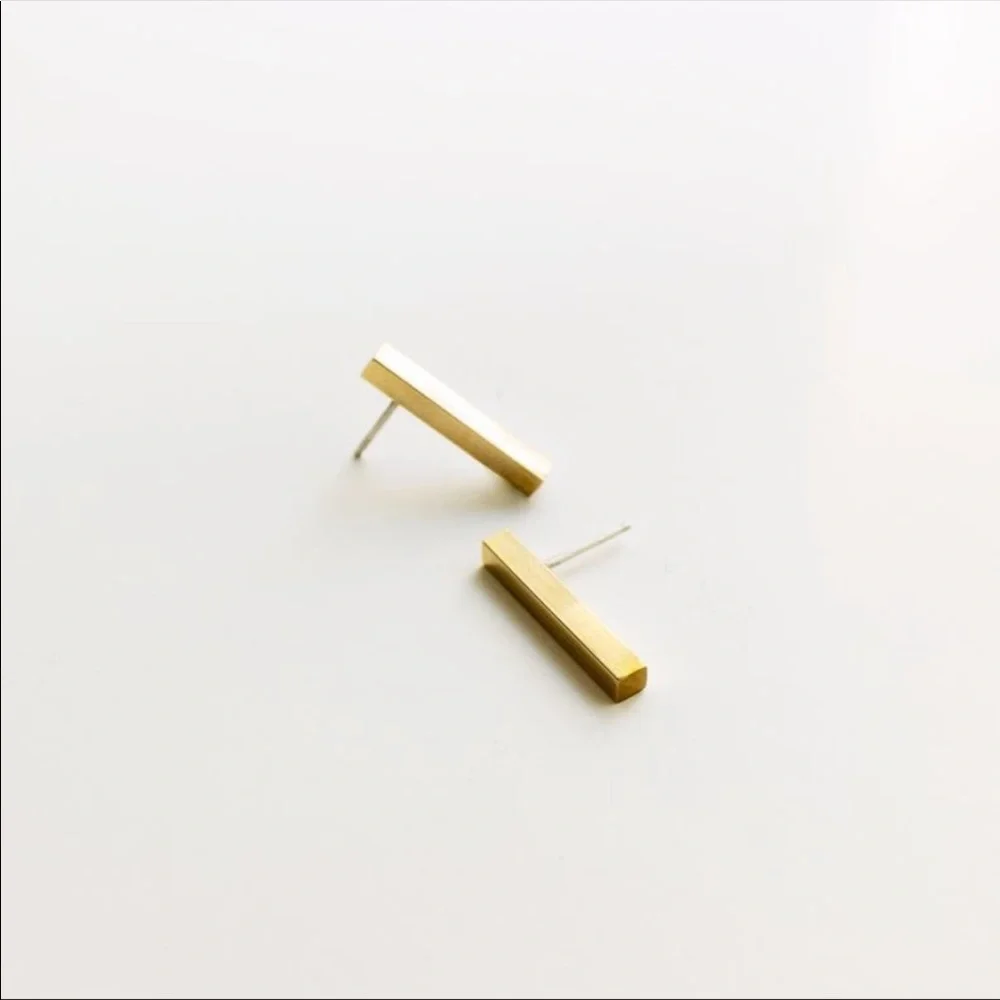 Tiny Gold Bar Earrings